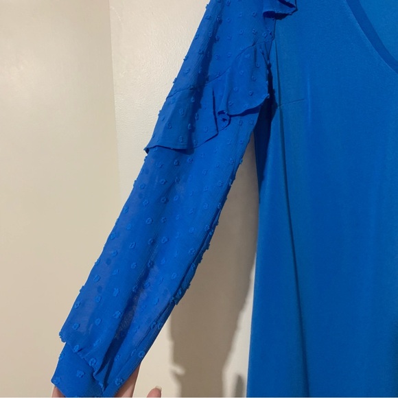 NWT CeCe by Cynthia Steffe Mix Media Long Sleeve Sheath Dress in Cosmic Blue - Picture 9 of 12